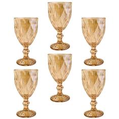 Conjunto de Taças de Vidro 325ml 6 peças Diamond Âmbar Metalizado - Lyor