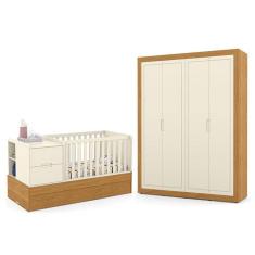 Jogo de Quarto Infantil Tutto New com Guarda Roupa 4 Portas e Berço Multifuncional Formare - Matic Móveis