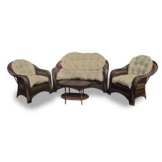 Conjunto de Sofá Fibra Sintética Naxos - 1 Sofá 2L + 2 Poltronas + 1 M