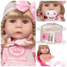 Bebe Reborn Menina Loira Realista Com Bolsa 20 Acessórios - Cegonha Re