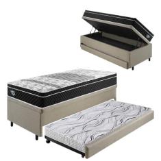 Bicama Box Baú Solteiro Com Colchão Gransleep Ecoflex Molas Verticoil 