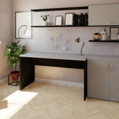 Mesa Reta Corp 25mm 120cm Bramov Móveis Preto/cinza Cristal