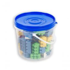 Balde com Blocos de Montar 64 Peças Tampa Azul