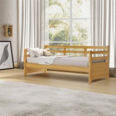 Sofá Cama Vintage Enjoy Mona Madeira com Colchão Imbuia Acompanha Nicho