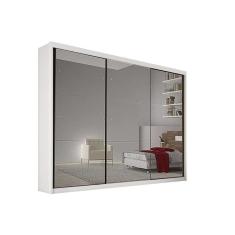 Guarda Roupas 3 Portas De Correr E 6 Gavetas C-Espelho Alfeu Plus Branco - Novo Horizonte