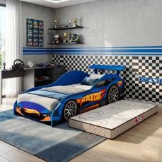 Cama Solteiro Infantil Junvenil 188 x 88 cm Com Colchão Menino Carro C
