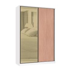 Guarda Roupa 2 Portas de Correr 3 Gavetas 159cm com Vidro Reflecta Bronze Prime Luciane Móveis
