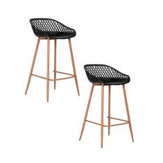 Kit 2 Banquetas Polipropileno e Aço Mônaco Média Fratini Preto