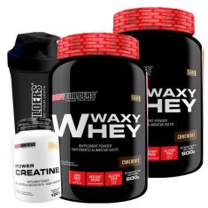 KIT 2x Whey Protein Waxy Whey 900g + POWER Creatina 100g + Coqueteleir