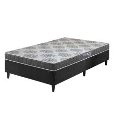 Cama Box Solteiro Preta + Colchão Washington Espuma D23 88cm