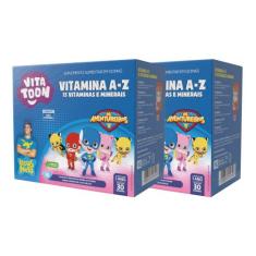 Kit 02 VitaToon Polivitamínico A-Z - Sabor Tutti-frutti  30 Gomas Maxi