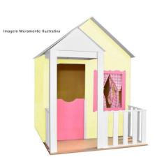 Casinha de Brinquedo com Cercado Amarelo/Rosa - Criança Feliz