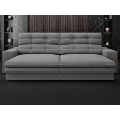 Sofá Pegasus 2,50m Assento Retrátil e Reclinável Velosuede Grafite - N