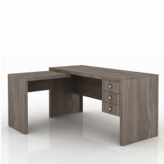 Mesa para Escritório de Canto 3 gavetas ME4106 Tecnomóbili, Carvalho