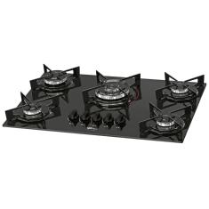 Fogão Cooktop Fischer 5 Queimadores Tc Fit Line Gás Mesa Vidro Bivolt