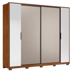 Guarda Roupa Casal Laredo Nogueira Nude Prime Tx Flex Com Espelho E Pés Demóbile - Demartêz