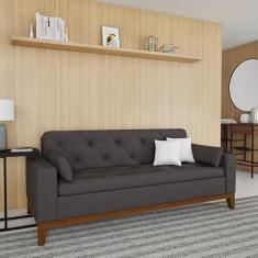 Sofá 3 Lugares Sparks Suede Cinza