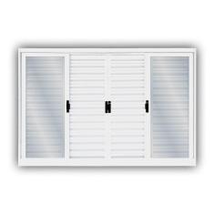 Janela Veneziana Aço 6 Folhas MGM Minas Sul 120cmx200cm Requadro 12cm Vidro Liso Incolor Branco