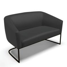 Sofá Namoradeira 2 Lugares Base Industrial Preto Stella Corino Preto D03 - D`rossi