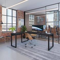 Escrivaninha em L Yon Presidente 190x70x75 Preto