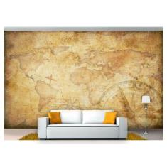 Papel De Parede Mapa Mundi Antigo Bússola Nmu16 - Você Decora