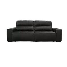 Sofá Retrátil e Reclinável de Couro Atami 2,30 m Preto Pigmentado - Me