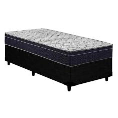 Cama Box Solteiro: Colchão Anatômico Ortobom D45/Ep Airtech 150 Ortopilow + Base Black(88X188)