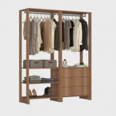 Guarda-Roupa Closet 2 Peças com 2 Cabideiros 3 Gavetas e 4 Nichos Yes