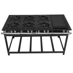 Fogão Super 40 Kenok 6 Bocas Duplas Bifeteira Baixa Pressão Fbsu6b.139