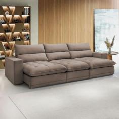 Sofá 5 Lugares Martinho Retrátil 20587 Veludo Bege Escuro - Celflex, B