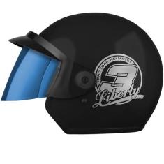 Capacete Moto Aberto Pro Tork Liberty Three 3 Viseira Iridium, PRETO, 