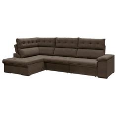 Sofá de Canto 6 Lugares Retrátil Reclinável Suede Veludo Madrid Flexfo