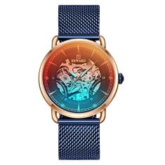 Relógio De Pulso Iridescente Quartzo Luxo Unissex À Prova D' Água REWARD 32003 Moda Casual Aço Inoxidável (Azul)