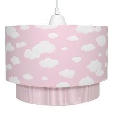 Lustre Tubular Duplo Nuvem Rosa Quarto Bebê Infantil Menina