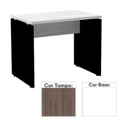 Mesa de Escritório Pé Painel Pe25 em Mdp 170 x 70 cm Cor Walnut e Base Branca