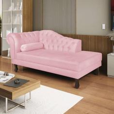 Diva Recamier Dora 130cm Lado Direito Suede Rosa Bebê