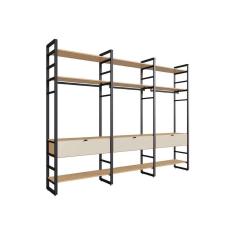 guarda-roupa closet modulado industrial philly ii 3 gv cedro e off white 294 cm