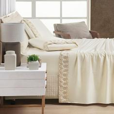 Jogo De Lençol King Supreme Percal 400 Fios Acetinado 4 Peças Vanilla