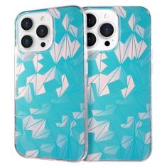 GANGANPRO Capa de telefone compatível com iPhone 15 Plus/14 Plus fluorescente a laser iridescente holográfico gradiente TPU bumper PC traseira fina à prova de choque 6,7 polegadas