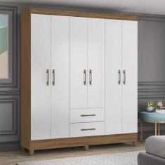Guarda Roupa Panamá Naturale/ Branco 6 Portas 2 Gavetas Moval