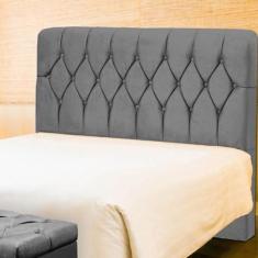 Cabeceira de Cama Box Casal 160cm Istambul Suede Cinza - DS Estofados 