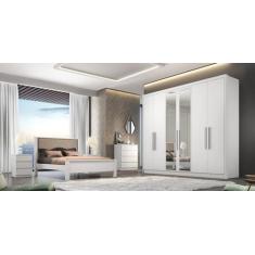 Guarda Roupa Casal com Espelho 6 Portas 6 Gavetas - Rizon-Branco - Móv