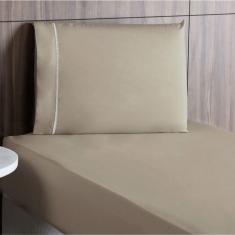 Jogo De Lençol Solteiro Percal 200 Fios 2 Peças - Cáqui