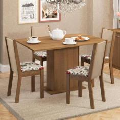 Conjunto Sala de Jantar Madesa Talita Mesa Tampo de Madeira com 4 Cade