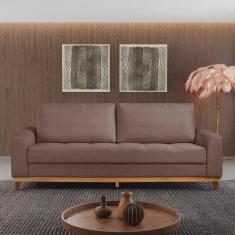 Sofá Cama Retrátil 3 Lugares 224cm Linho