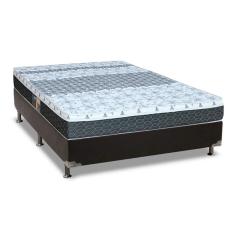 Cama Box Casal Completa Class 138x188 Molas Bonnel Suede Black Colchões Class