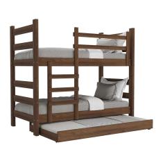 Treliche Madeira Maciça Vira 2 Camas p/ Colchão 78/88 X 188cm Dubai Multimóveis Cr35105 Imbuia