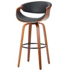 Banqueta Giratória Munique Nicole Fratini 105 (altura) Revestimento Em (pu) Preto Base Madeira