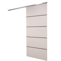 Porta De Correr Branco Prime Frisada Kit Alumínio F03 - 210x70