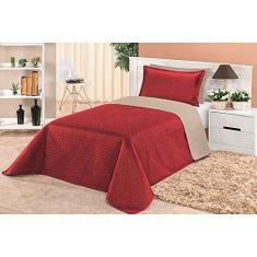 Cobre Leito Clara Solteiro Liso Dupla Face 2 Peças Matelado Ultrasônico Vermelho/Kaqui